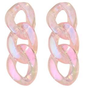 Y2K Festival Pastel Goth Holographic Lucite Link Drop Earrings